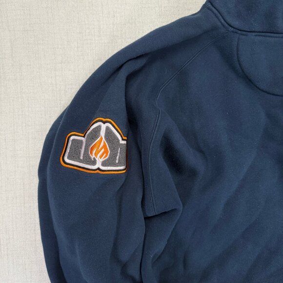 VTG Johnny Blaze Bulldog Hoodie Embroidered Graphic Navy Pullover Size XL - Picture 5 of 13